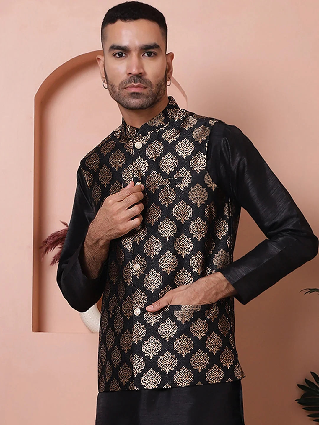 Black Cotton Solid Indian Wear JOWC_4032Black | DesiQlo