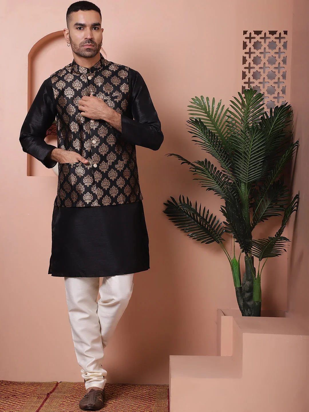 Black Cotton Solid Indian Wear JOWC_4032Black | DesiQlo