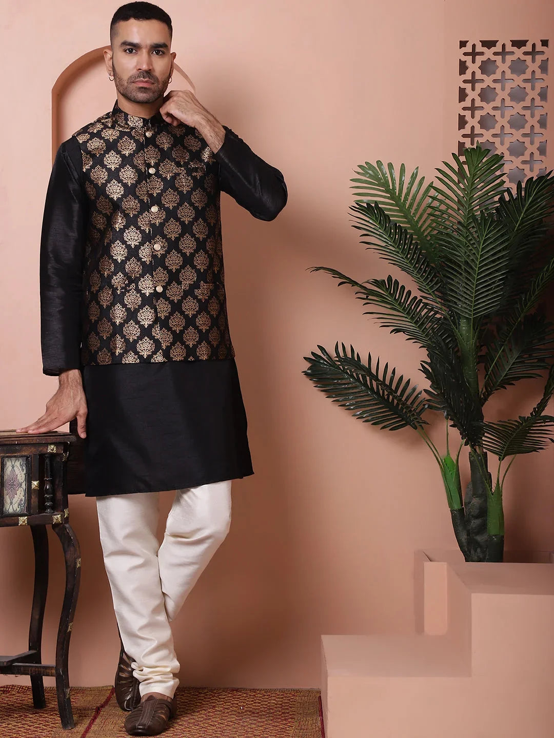 Black Cotton Solid Indian Wear JOWC_4032Black | DesiQlo