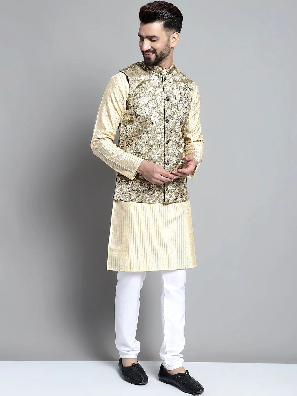 Men's Woven Design Nehru Jacket-DSQ