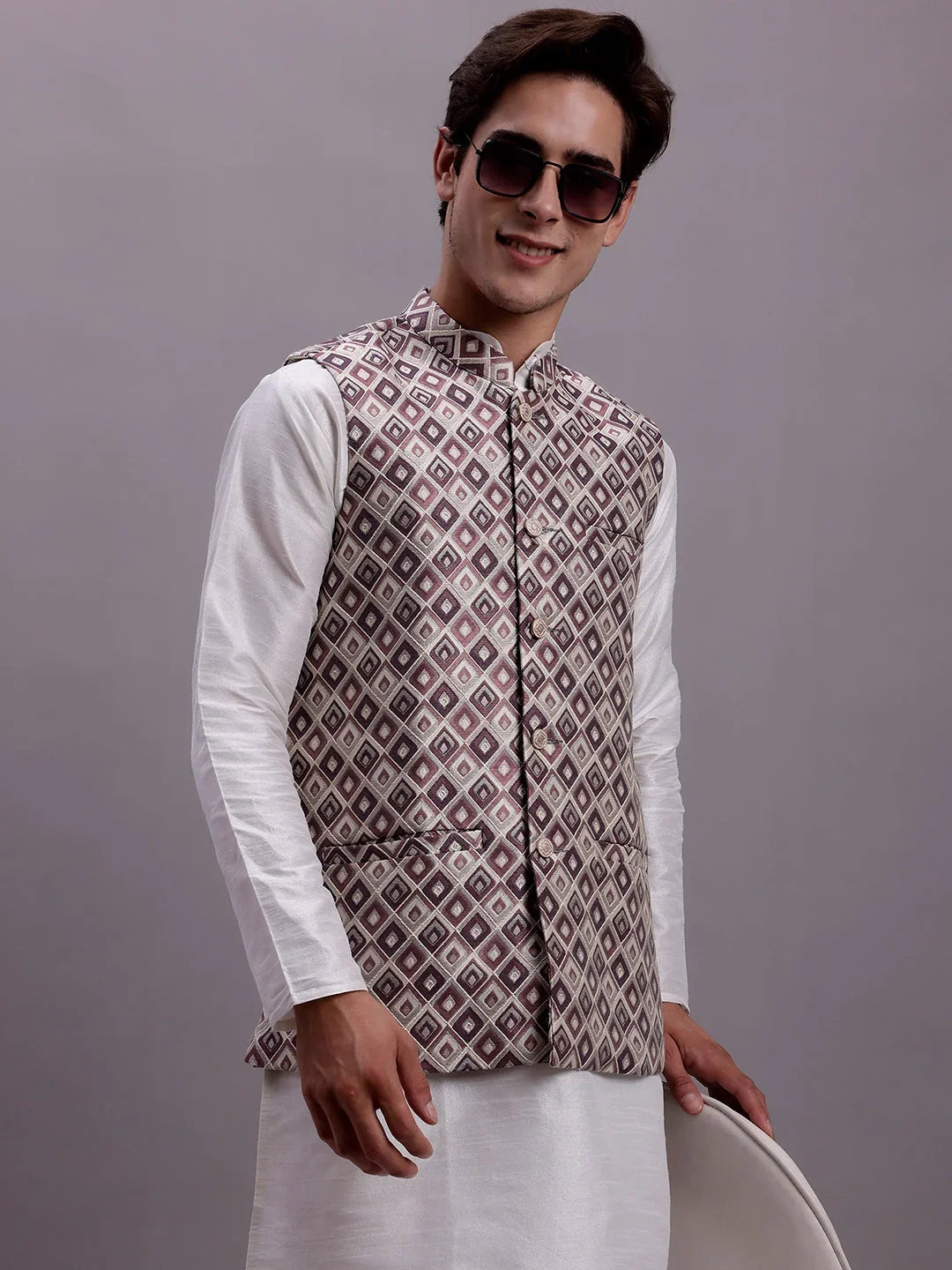 Purple Silk Solid Indian Wear for Men | DesiQlo India