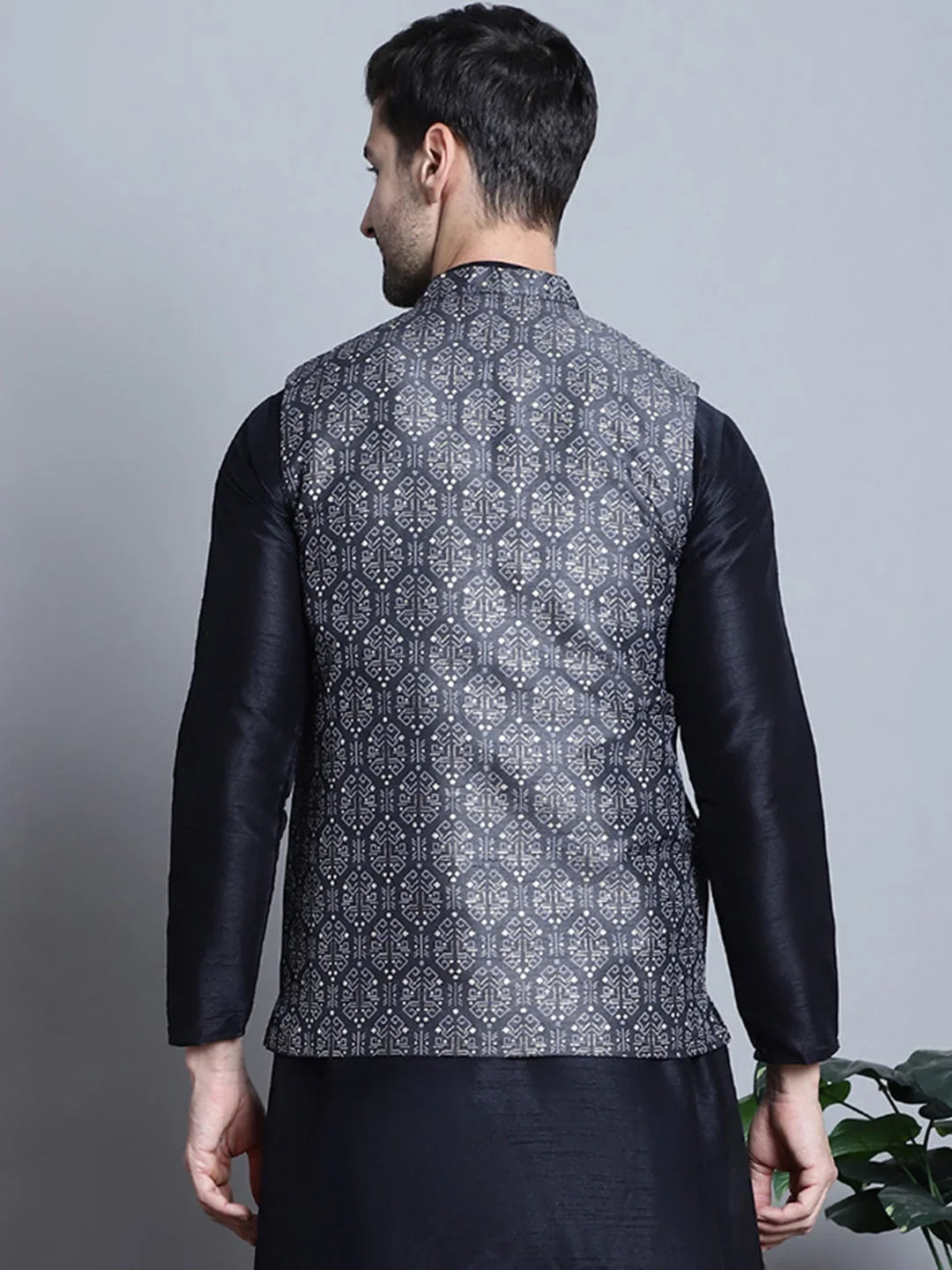 Grey Silk Solid Indian Wear JOWC_4084Charcoal | DesiQlo