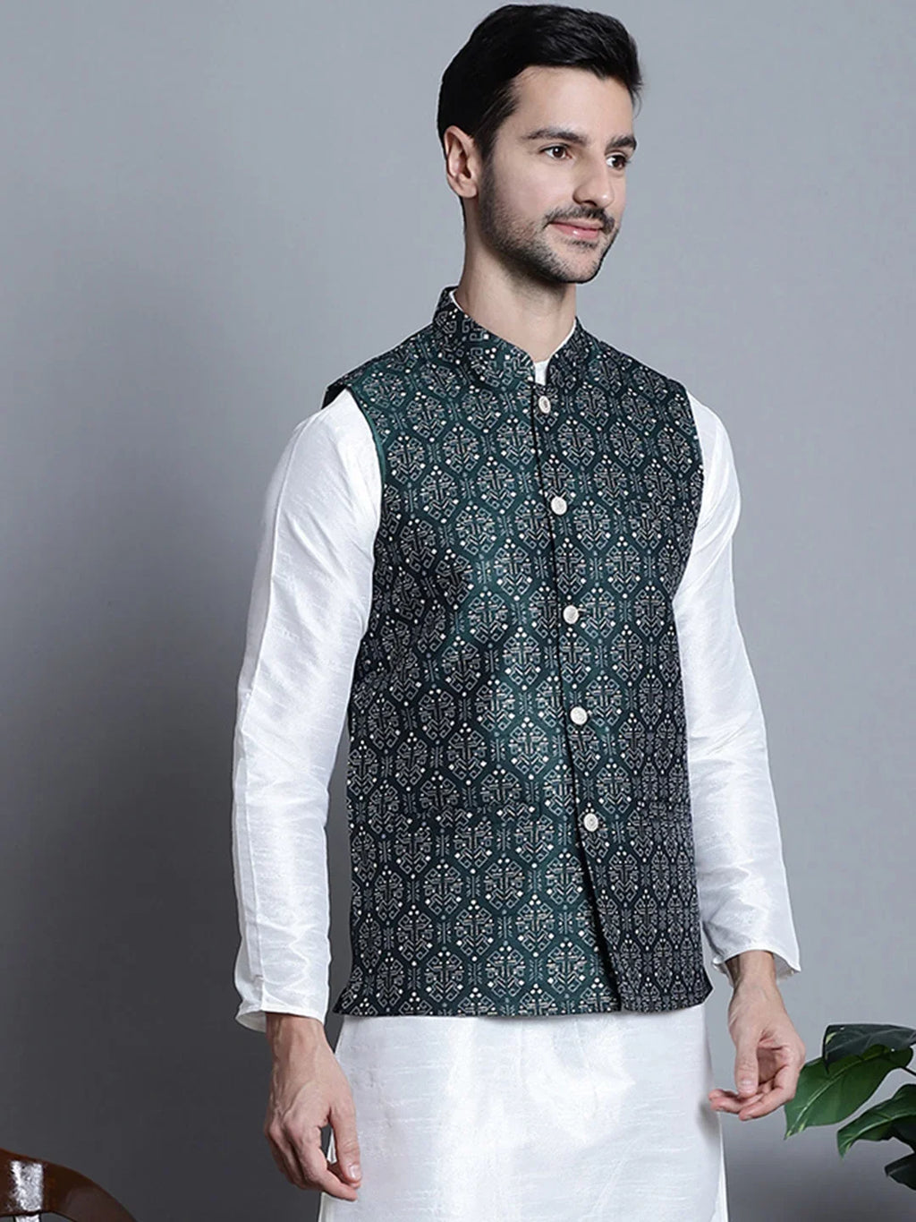 Men's Printed Best Nehru Jacket