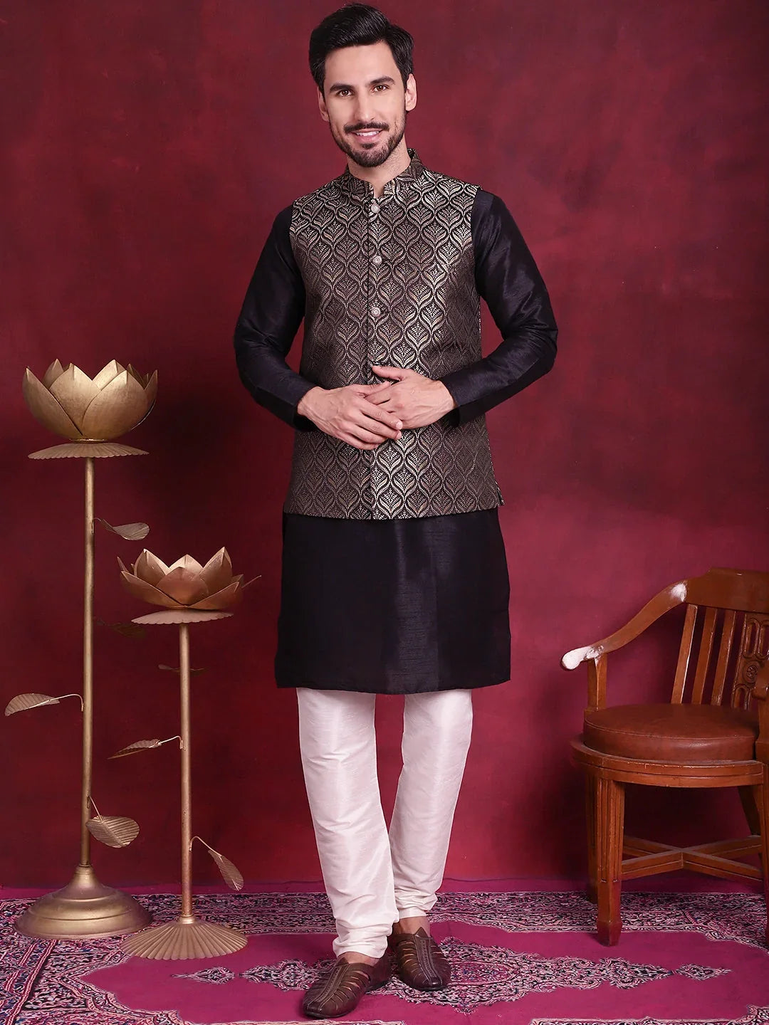 Gold Silk Solid Indian Wear JOWC_4088Golden | DesiQlo