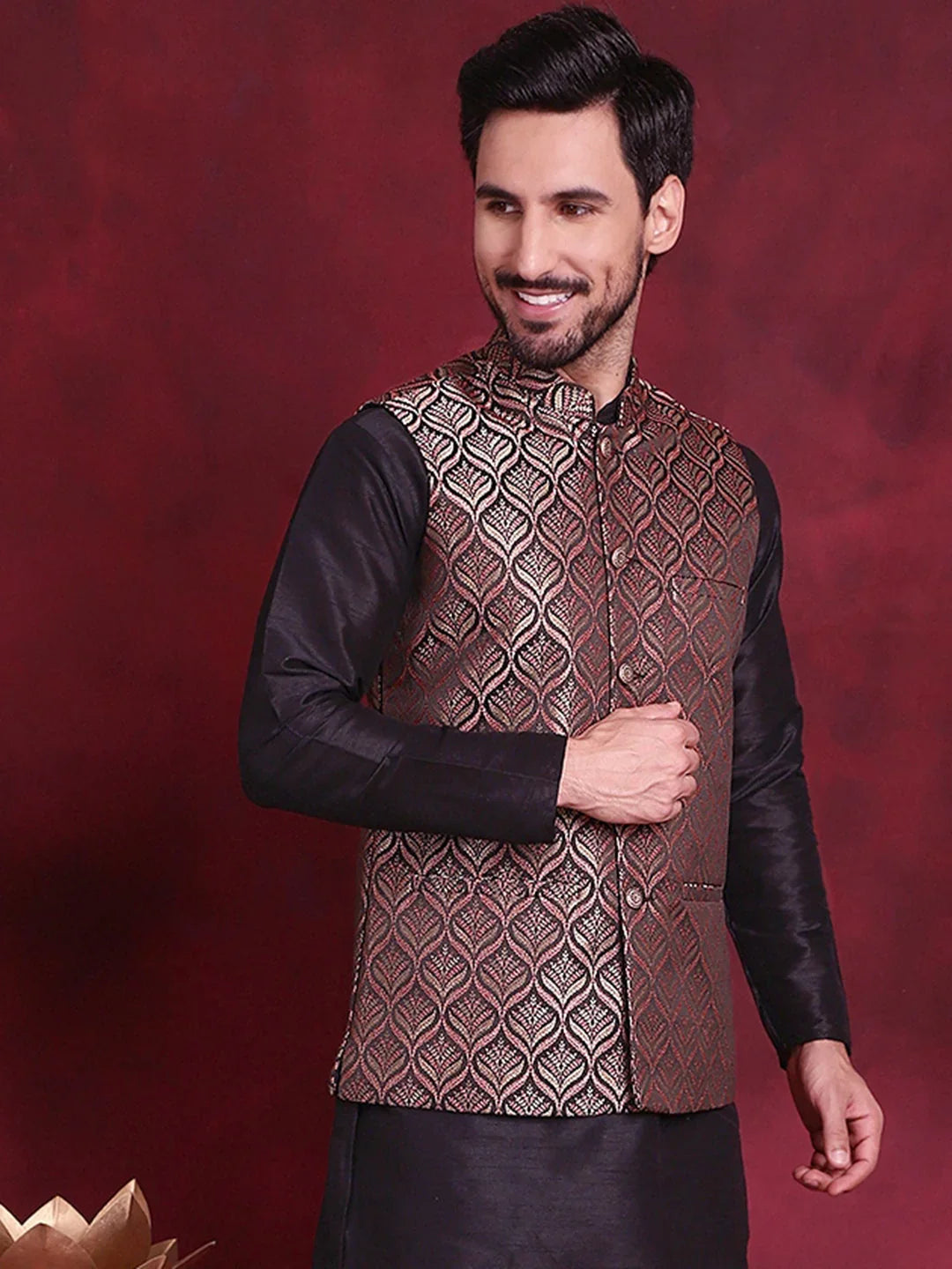 Maroon Silk Solid Indian Wear for Men | DesiQlo India