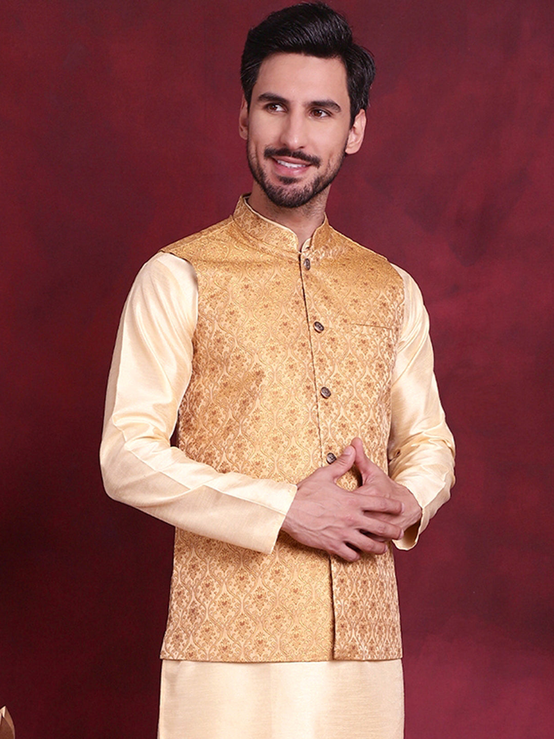 Yellow Silk Solid Indian Wear JOWC_4089Mustard | DesiQlo