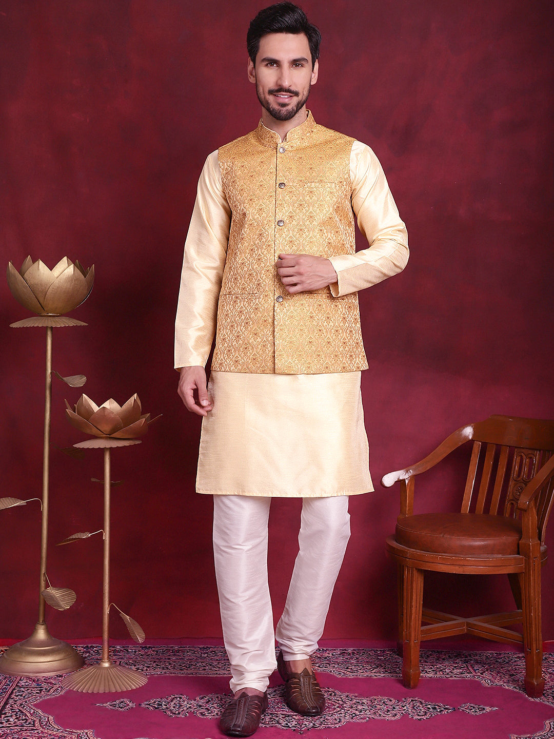 Yellow Silk Solid Indian Wear JOWC_4089Mustard | DesiQlo