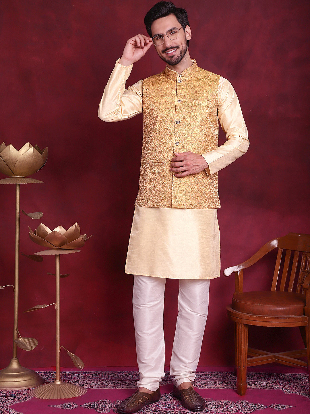 Yellow Silk Solid Indian Wear JOWC_4089Mustard | DesiQlo