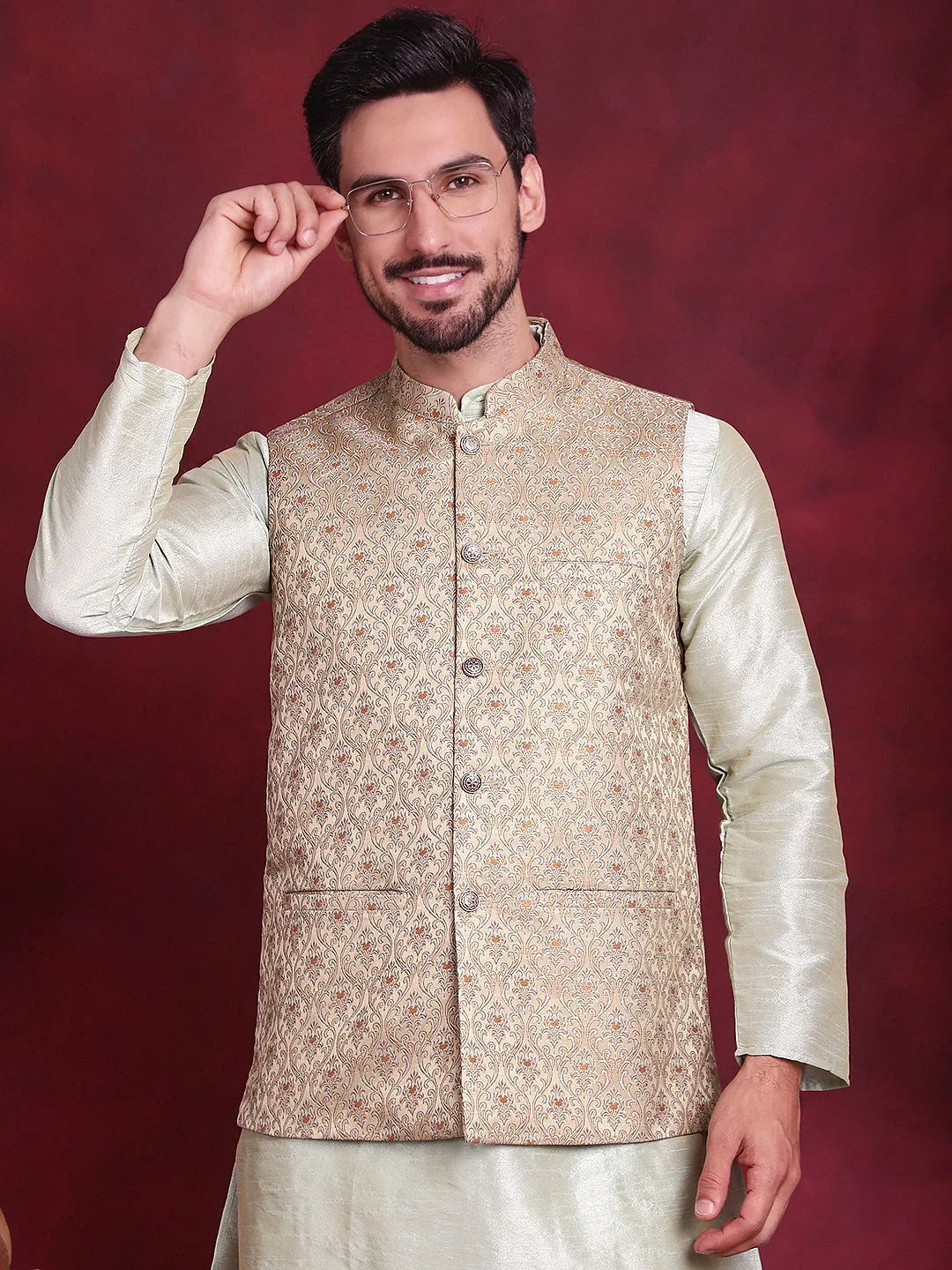 Gold Silk Solid Indian Wear JOWC_4089Golden | DesiQlo