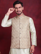 Woven Design Nehru Jacket ( JOWC 4089 Golden )