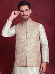Woven Design Nehru Jacket ( JOWC 4089 Golden )
