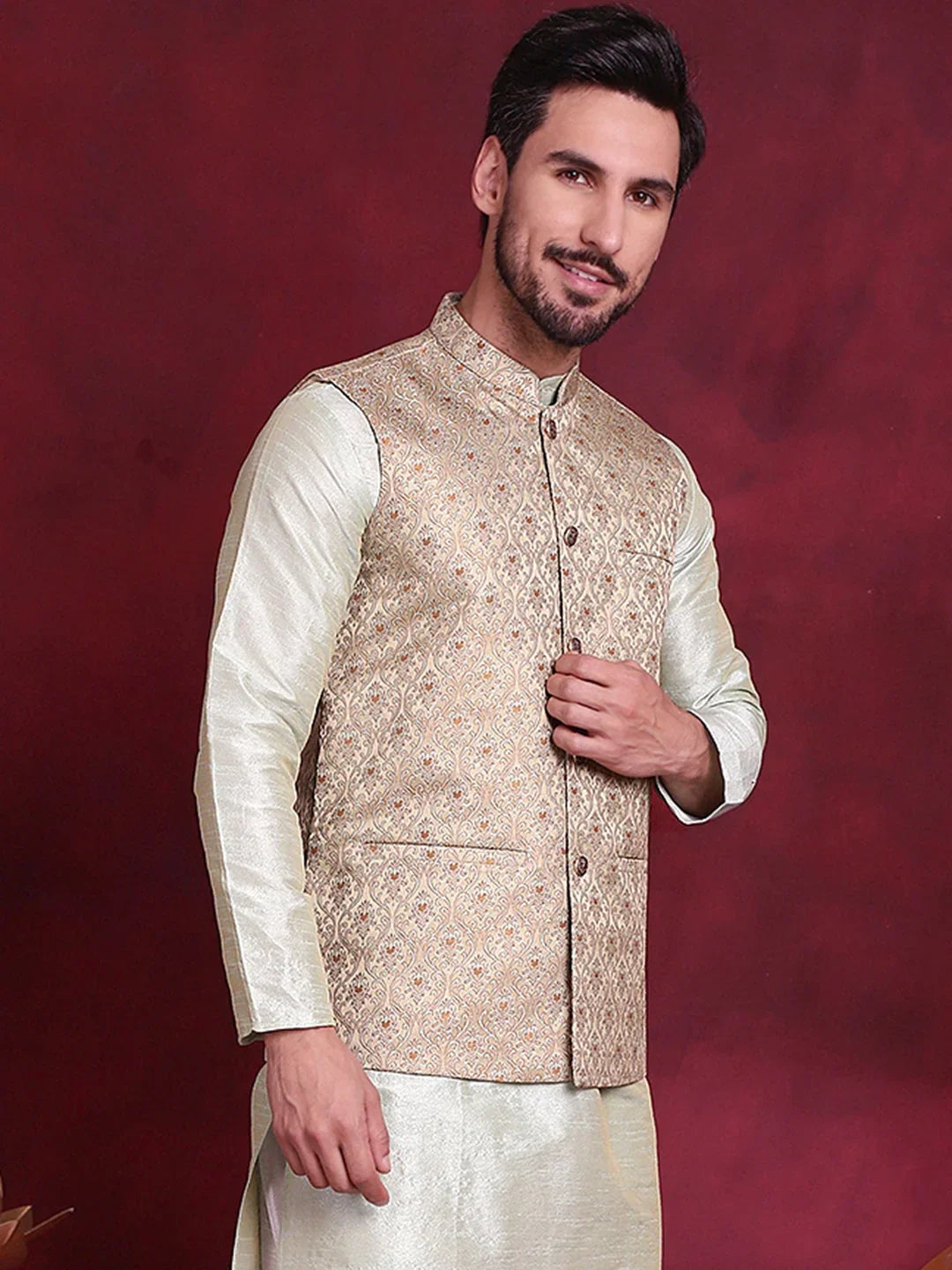 Gold Silk Solid Indian Wear JOWC_4089Golden | DesiQlo