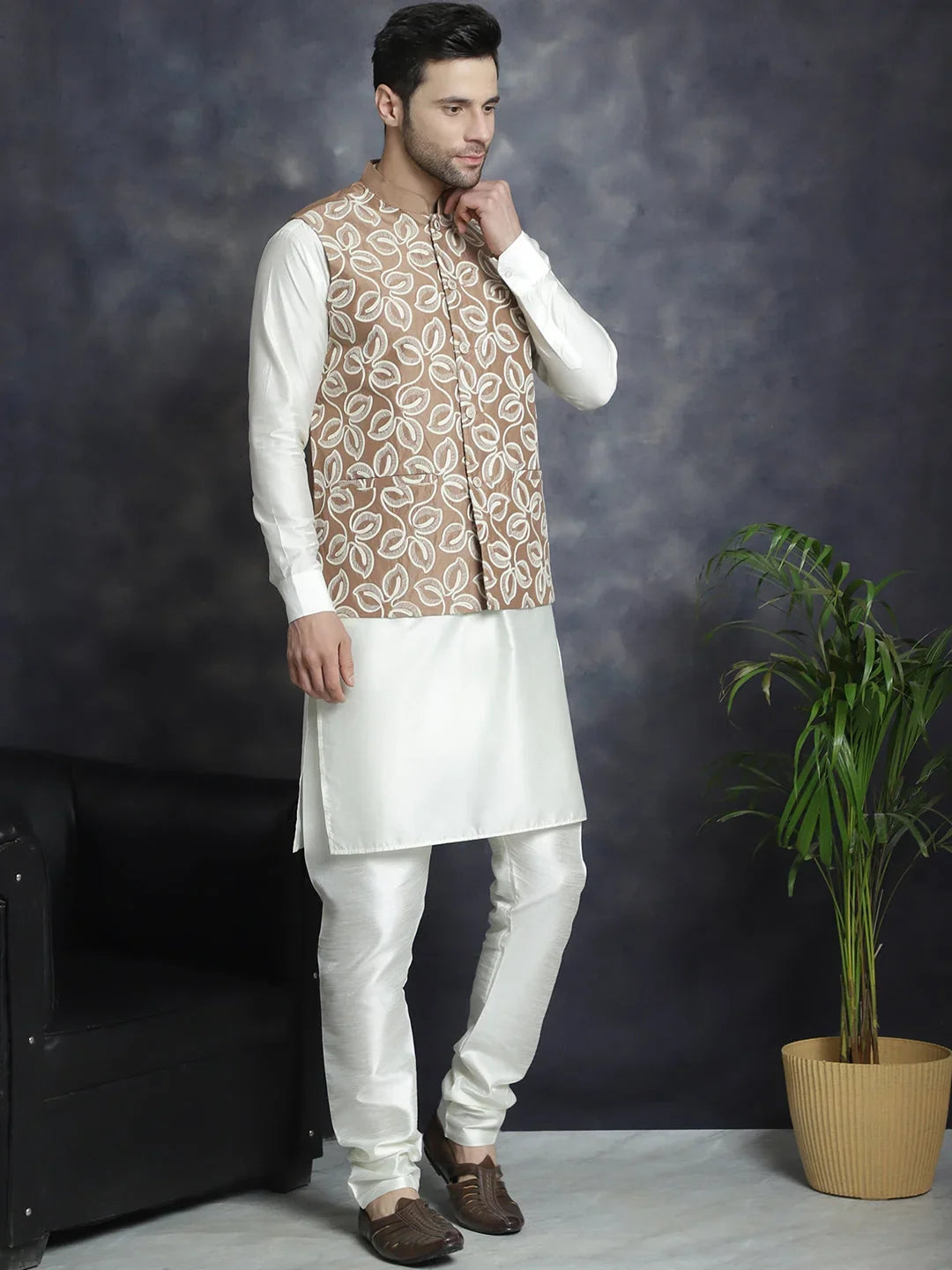Brown Silk Solid Indian Wear JOWC_4092Brown | DesiQlo
