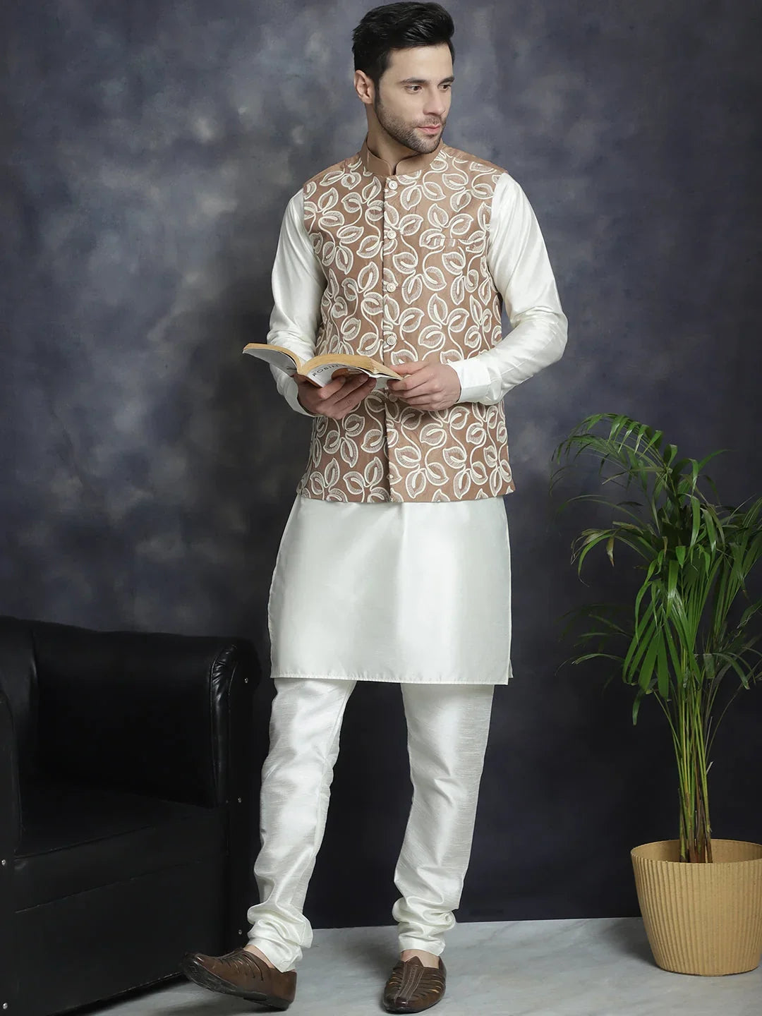 Brown Silk Solid Indian Wear JOWC_4092Brown | DesiQlo