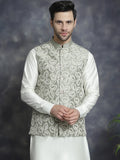 Men's embroidered Nehru Jacket ( JOWC 4092Pista )