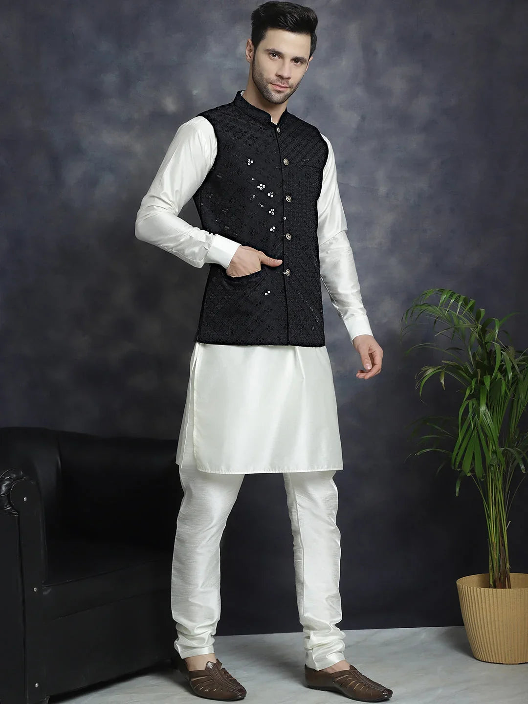 Black Rayon Solid Indian Wear JOWC_4093Black | DesiQlo