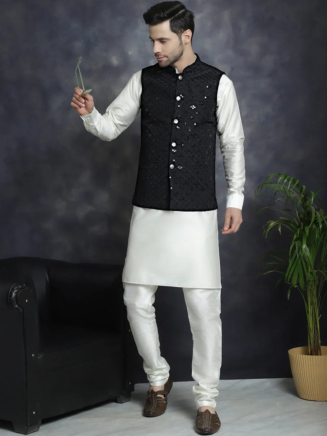 Black Rayon Solid Indian Wear JOWC_4093Black | DesiQlo