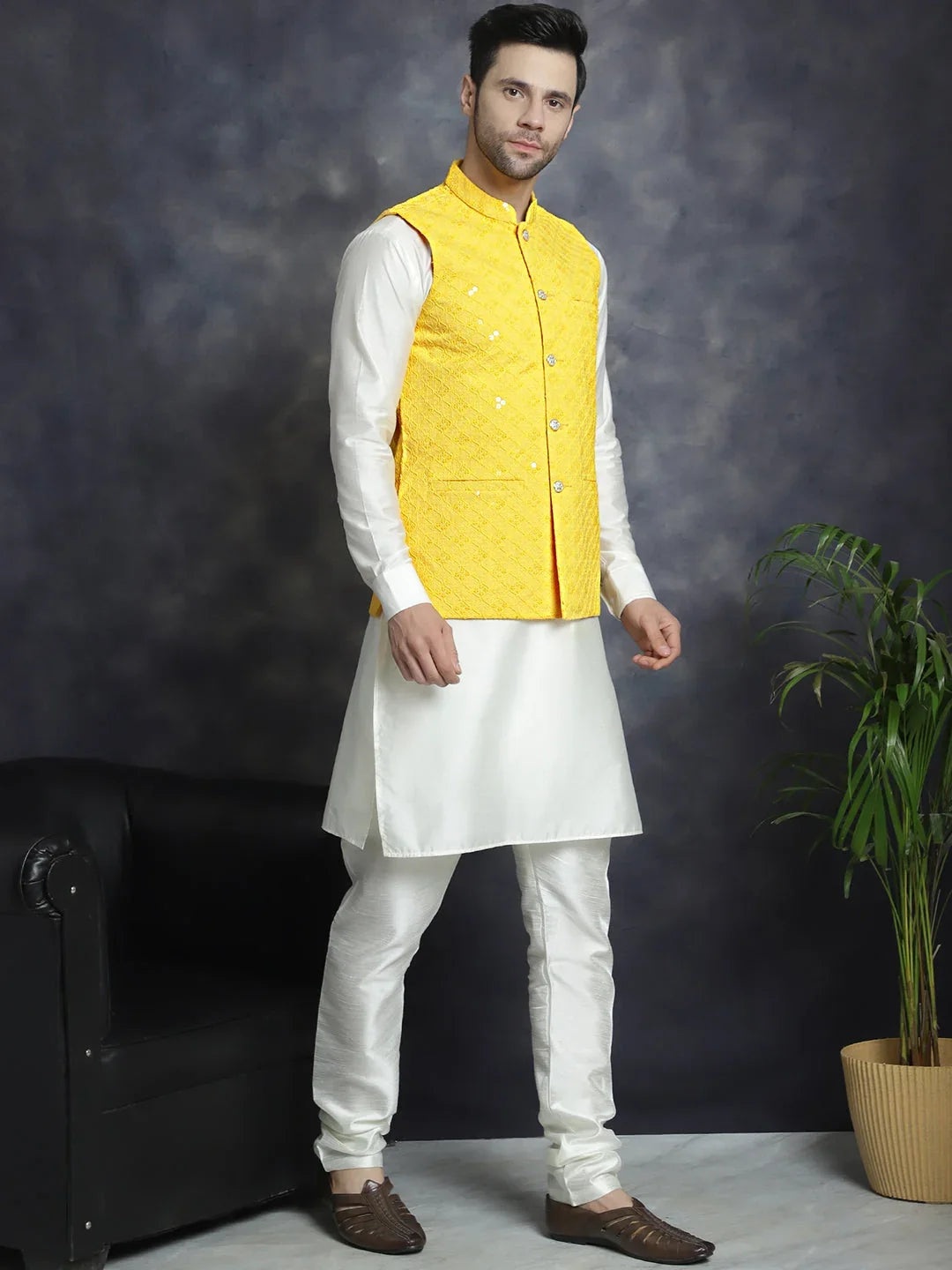Yellow Rayon Solid Indian Wear JOWC_4093Yellow | DesiQlo