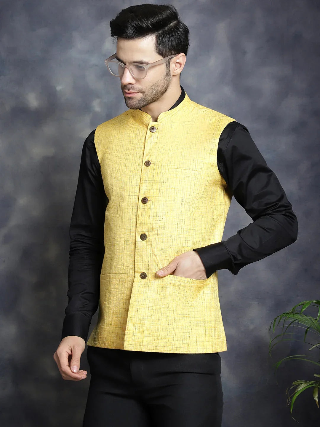 Yellow Cotton Solid Indian Wear JOWC_4095Yellow | DesiQlo