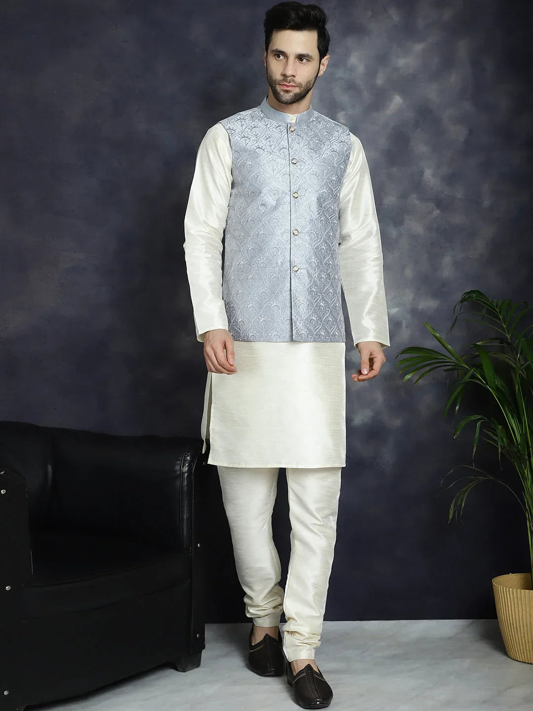 Grey Silk Solid Indian Wear JOWC_4096Grey | DesiQlo