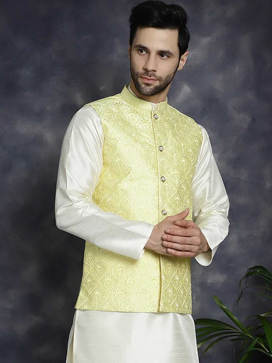 Yellow Silk Solid Indian Wear JOWC_4096Yellow | DesiQlo