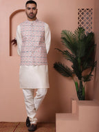 Floral Printed and Embroidered Nehru Jacket for Men-JOWC-4100Multi