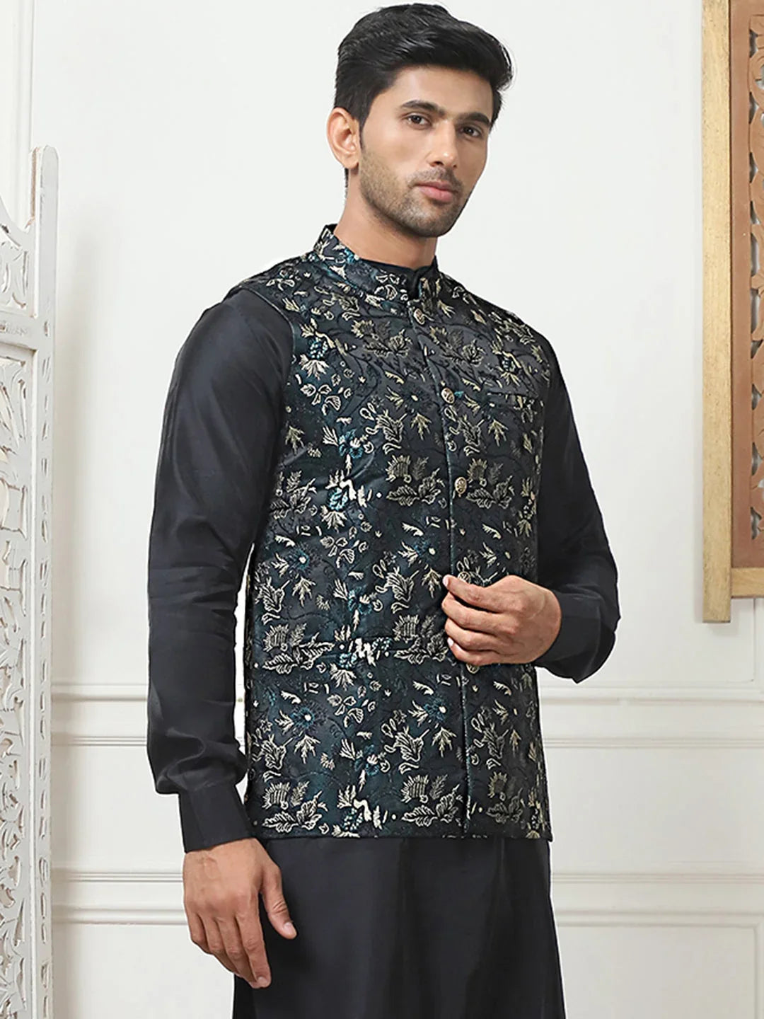 Green Silk Solid Indian Wear JOWC_4102Teal | DesiQlo