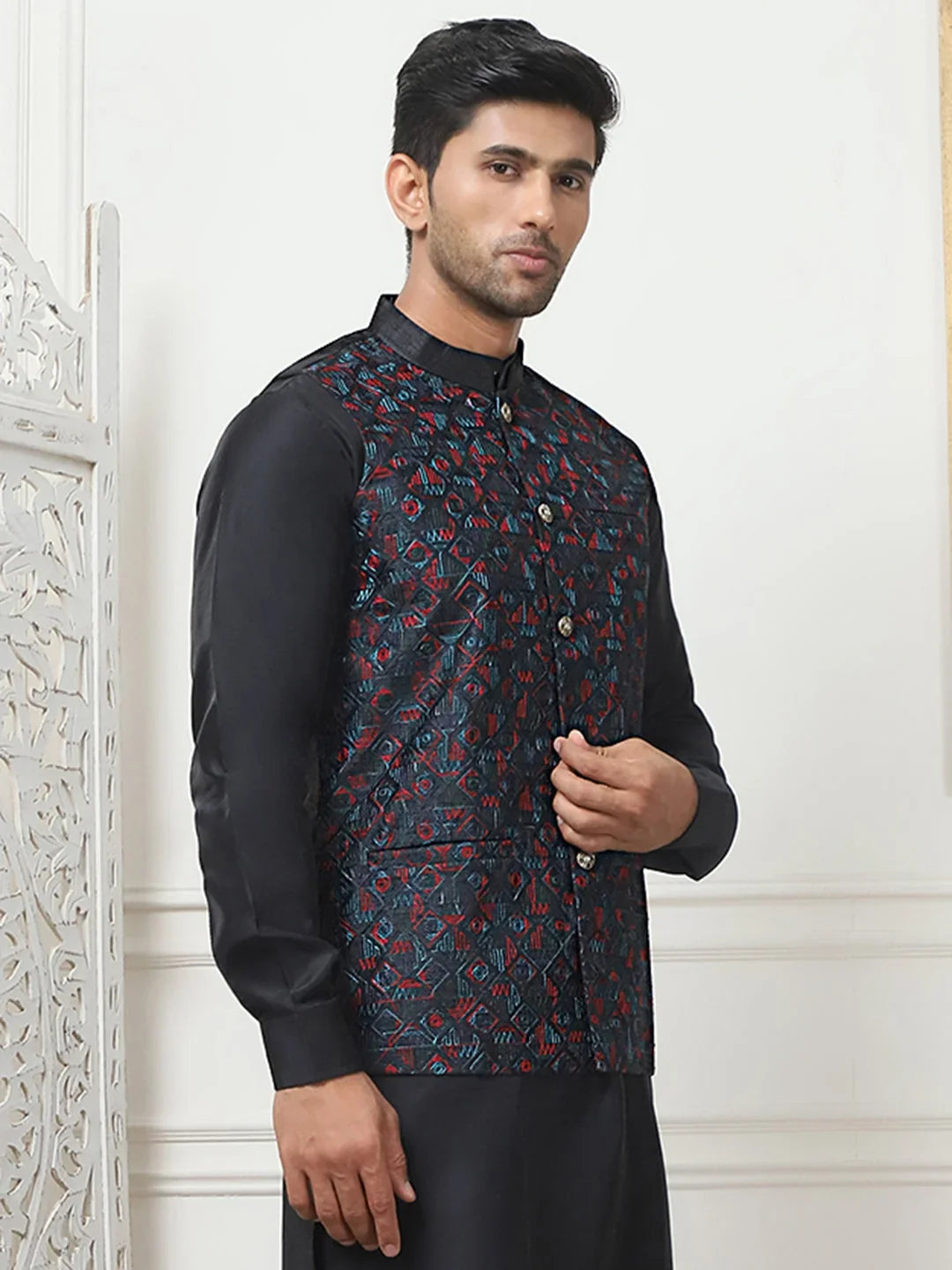 Blue Silk Solid Indian Wear JOWC_4103Navy | DesiQlo