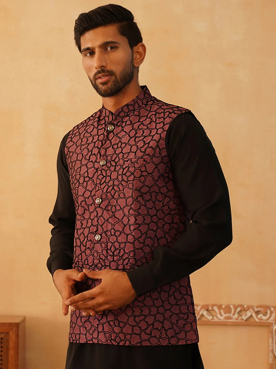 Red Silk Solid Indian Wear for Men | DesiQlo India