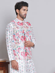 Digital Printed Nehru Jacket For Men ( JOWC 4122White )