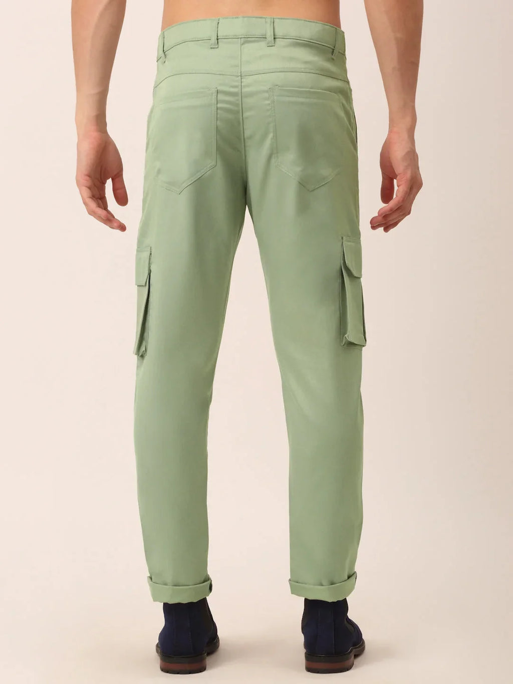 Indian Needle Men's- Casual Cotton Solid Cargo Pants