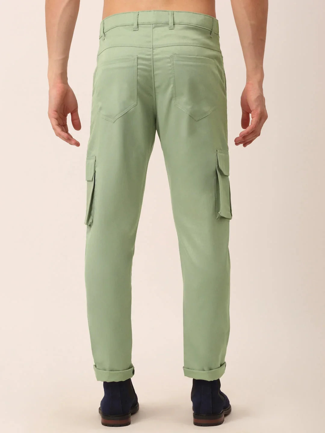 Indian Needle Men's- Casual Cotton Solid Cargo Pants
