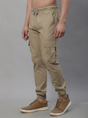 DesiQlo Men's Casual Cotton Solid Cargo Pants