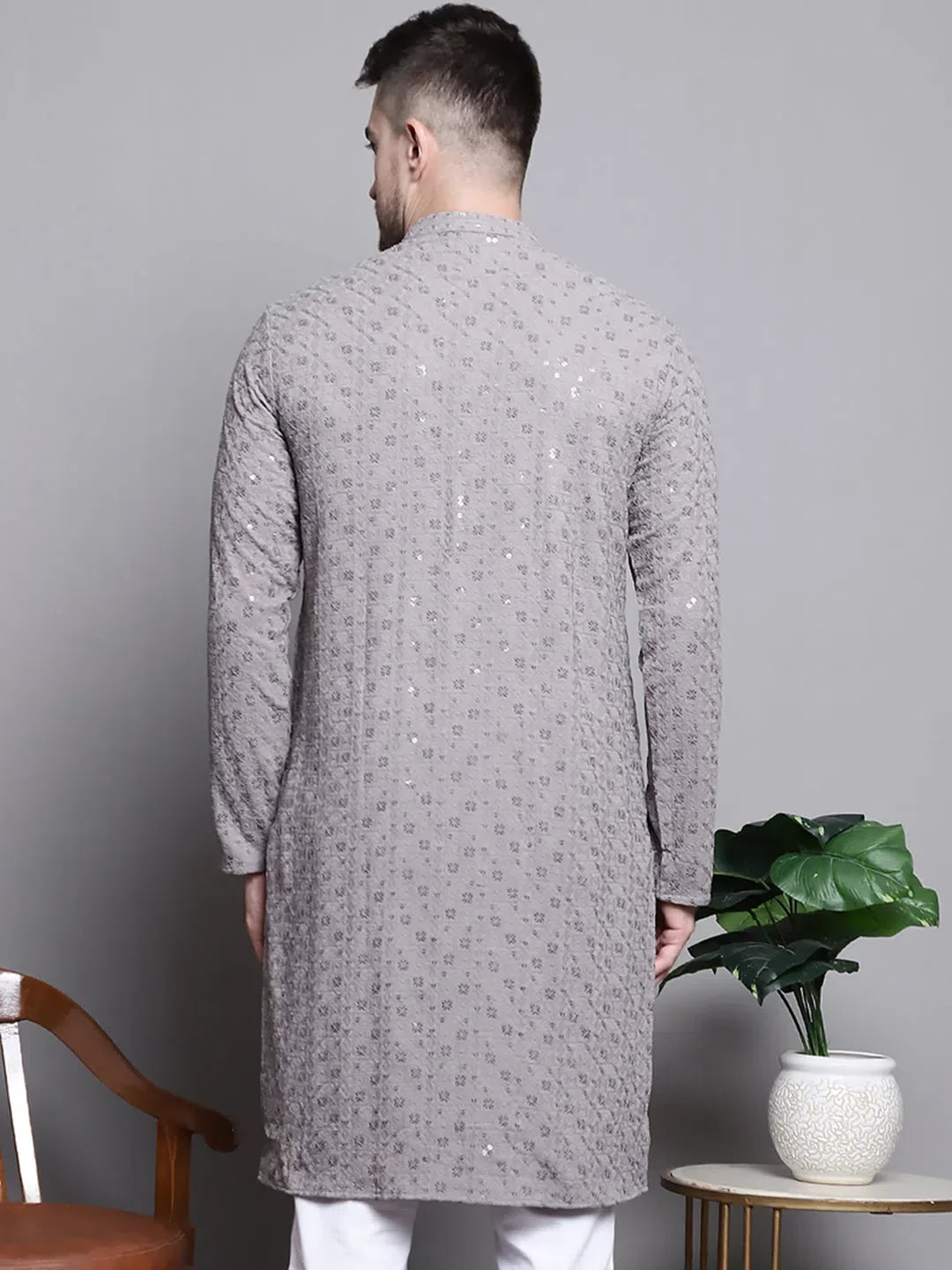 Grey Cotton Embroidered Indian Wear KO_5006Grey | DesiQlo