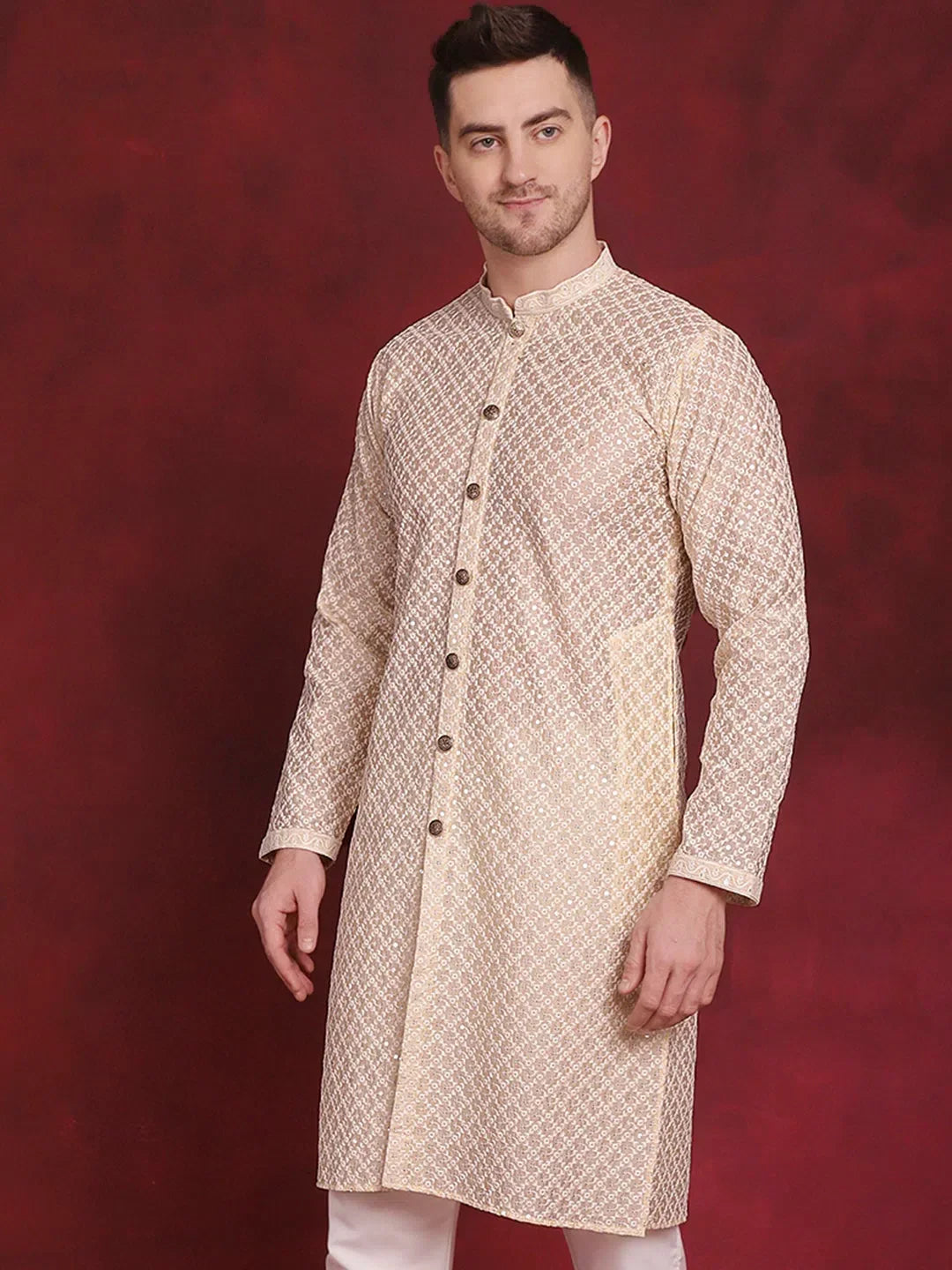 Golden Silk Geometric Indian Wear for Men | DesiQlo India