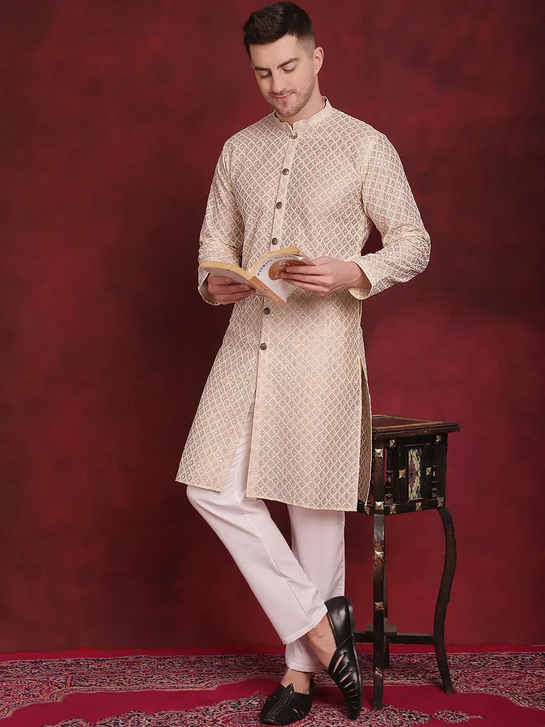 Golden Silk Geometric Indian Wear for Men | DesiQlo India
