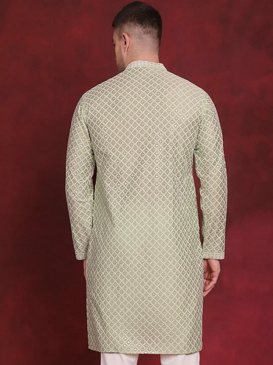 Pista Silk Geometric Indian Wear for Men | DesiQlo India