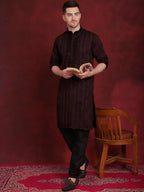 Sequins Embroidered Kurtas for Men-KO-5030Maroon
