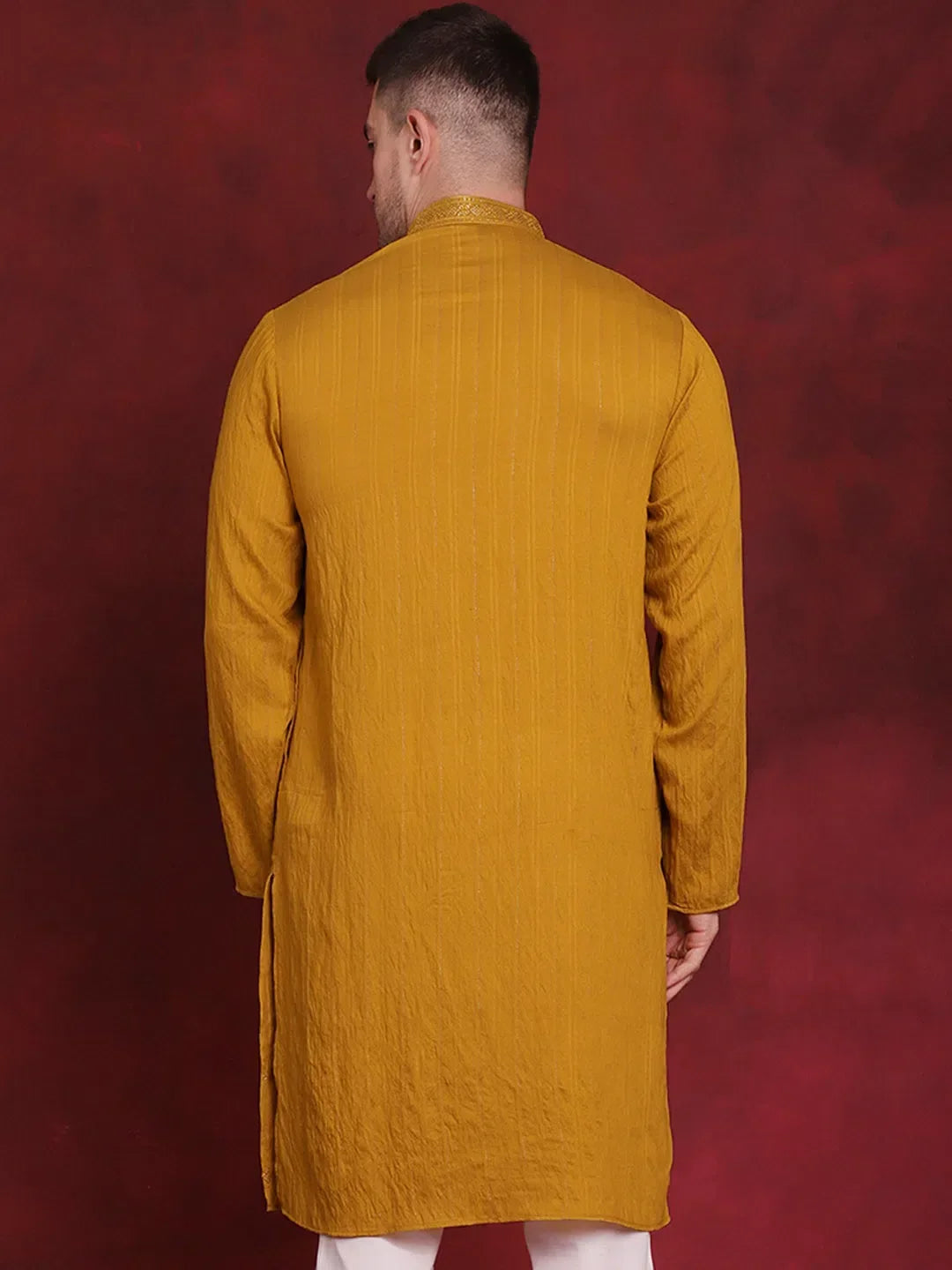 Mustard Viscose Geometric Indian Wear for Men | DesiQlo India