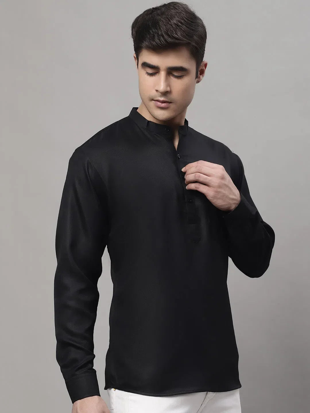 Black Cotton Solid Indian Wear KO_677Black | DesiQlo