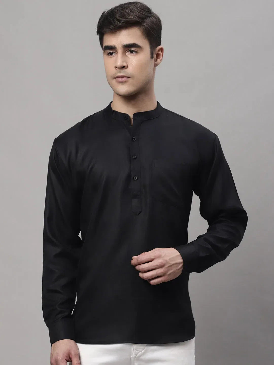 Black Cotton Solid Indian Wear KO_677Black | DesiQlo