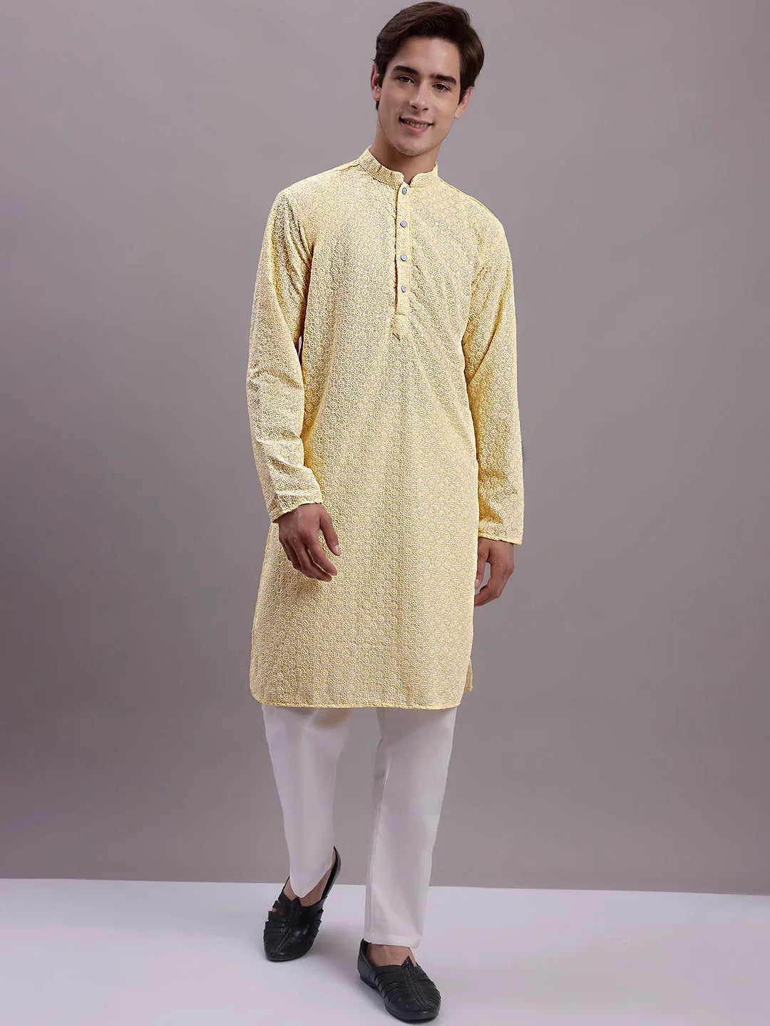 Yellow Cotton Solid Indian Wear KO_5000Yellow | DesiQlo