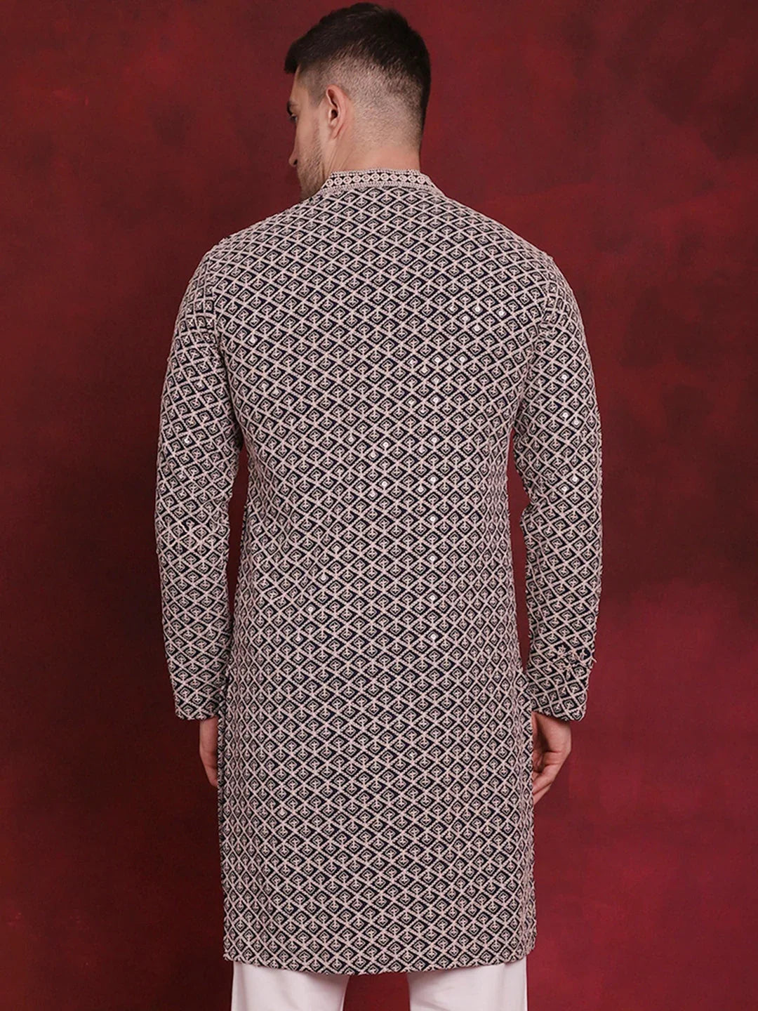 Blue Cotton Solid Indian Wear KO_5005Navy | DesiQlo