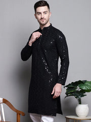 Sequin Solid Embroidered Pure Cotton Kurtas