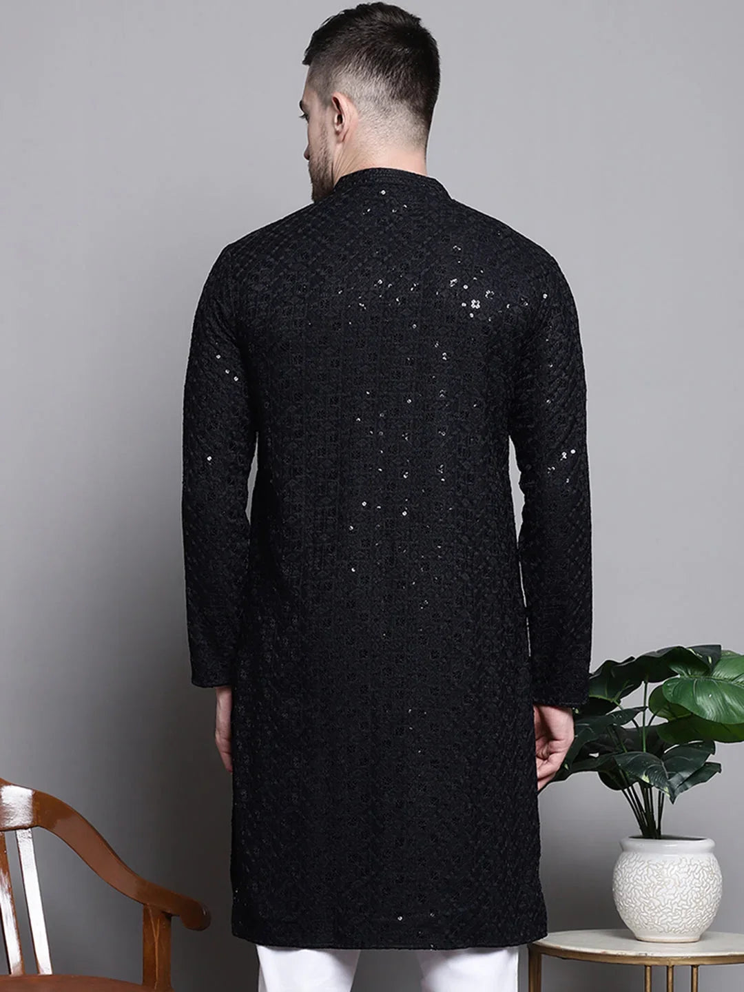 Black Cotton Solid Indian Wear KO_5006Black | DesiQlo