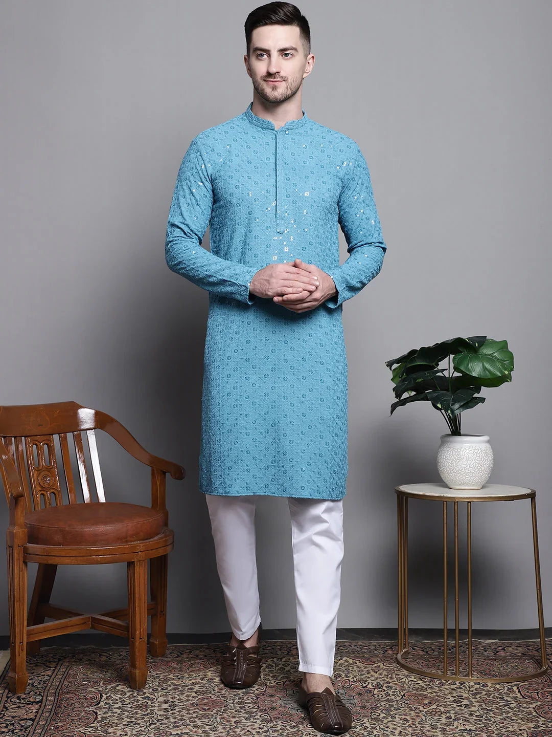 Sequin Embroidered Pure Cotton Assorted Kurtas