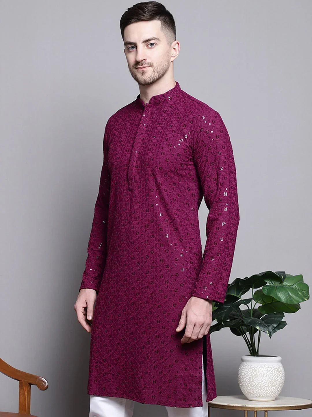 Purple Cotton Solid Indian Wear KO_5006Purple | DesiQlo