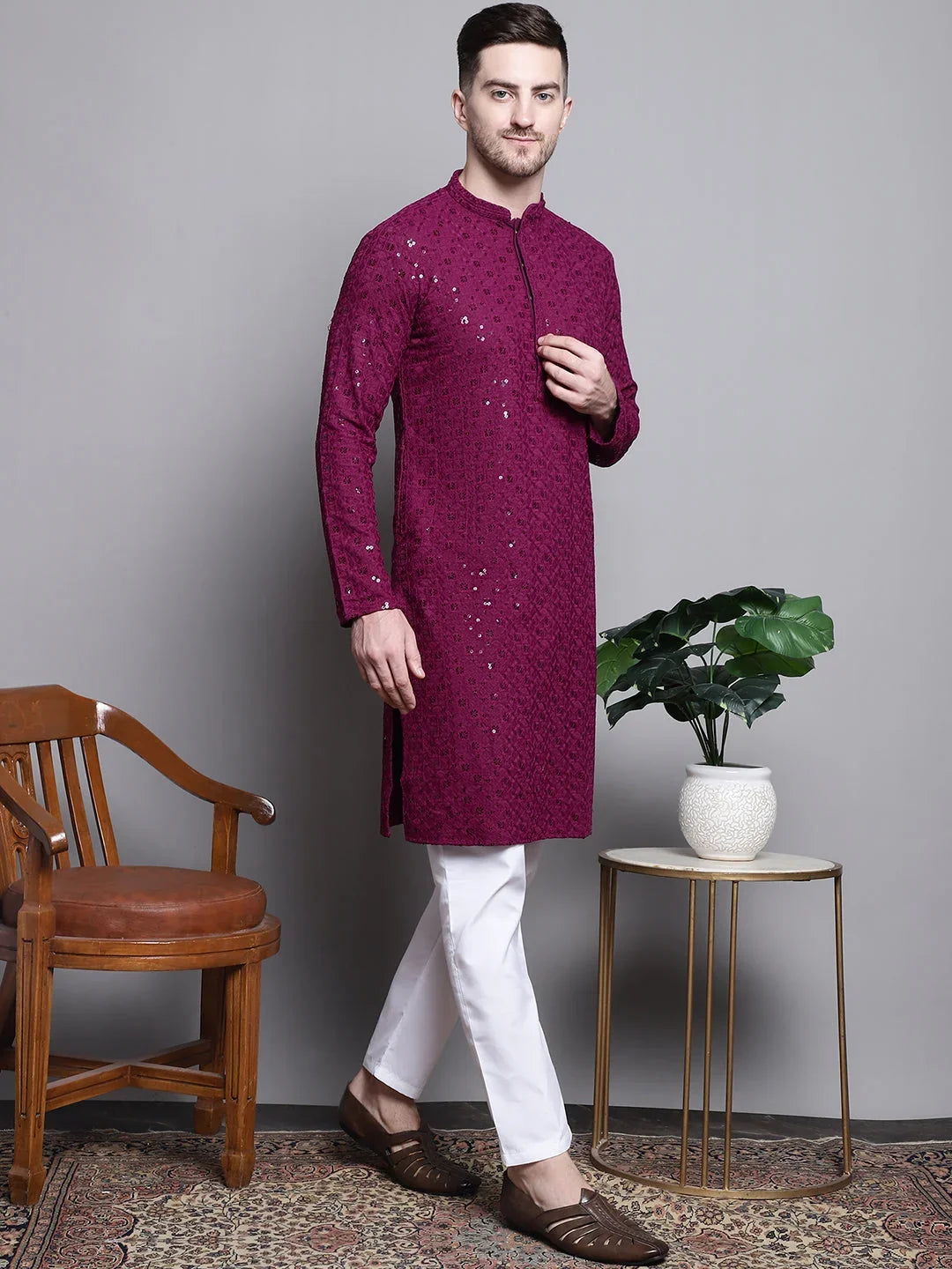 Purple Cotton Solid Indian Wear KO_5006Purple | DesiQlo