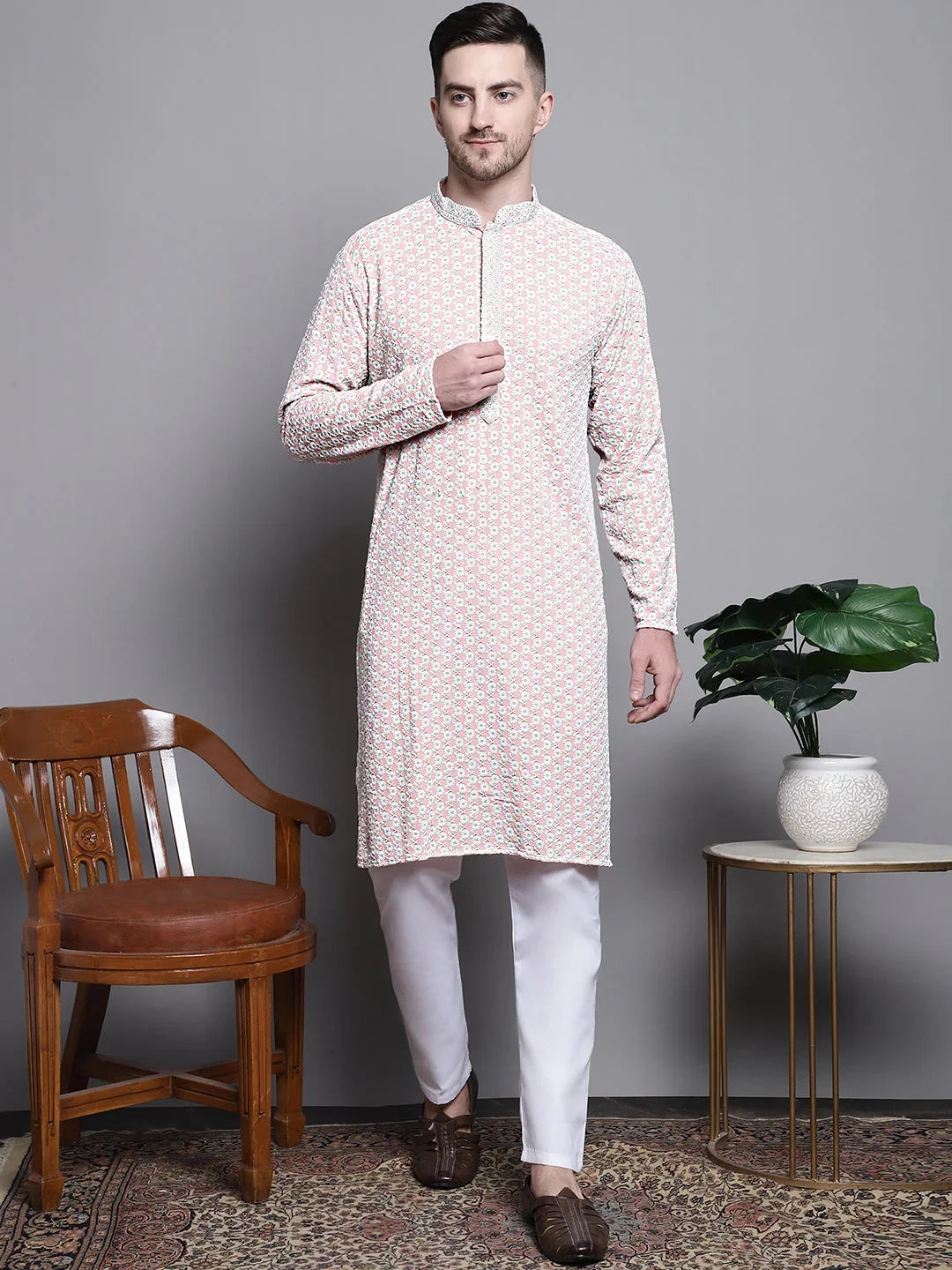Orange Cotton Solid Indian Wear KO_5008Peach | DesiQlo