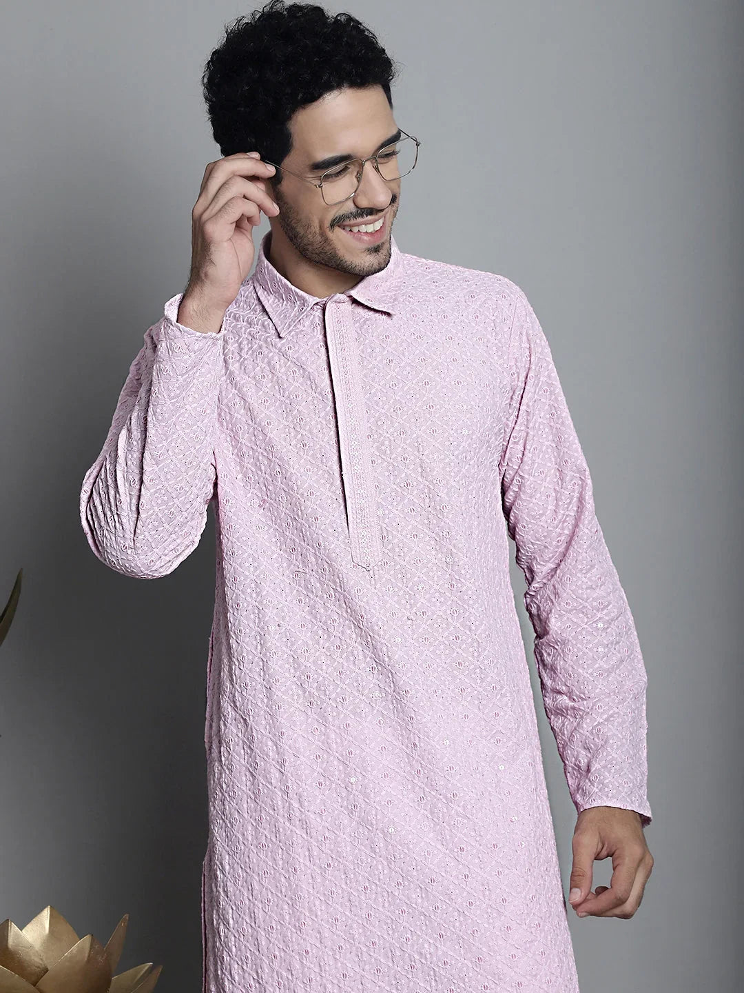 Chikankari Embroidered and Sequence Kurta Only
